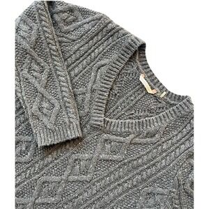 Soft Surroundings Cable Knit Boyfriend Sweater Women's L Wool‎ Alpaca Cashmere